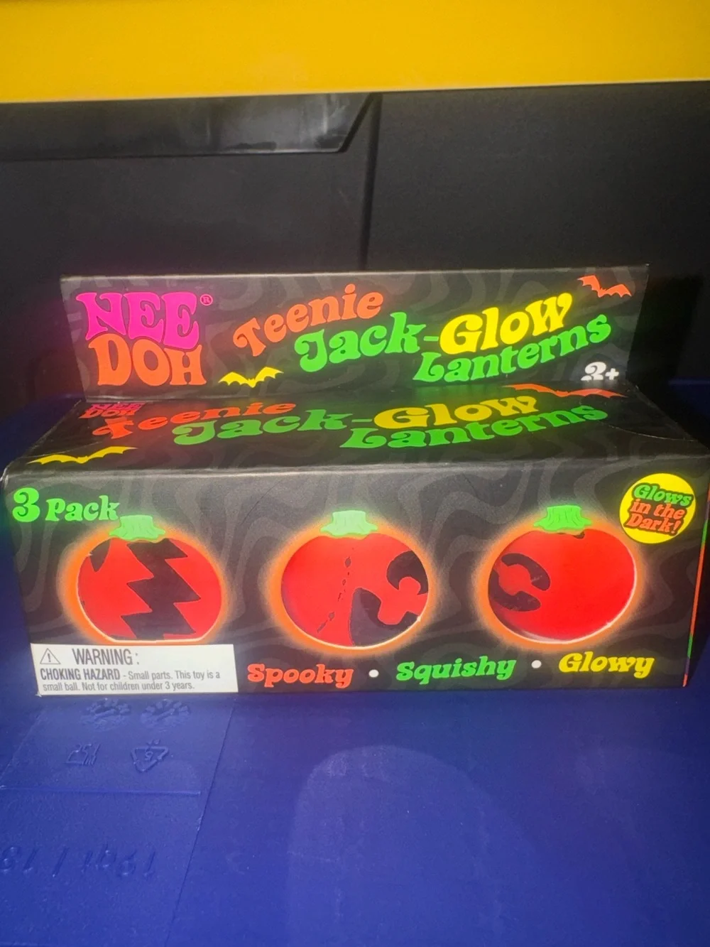 Needoh Teenie Jack-Glow Lanterns 3-Pack Halloween Glow Pumpkins Squishy